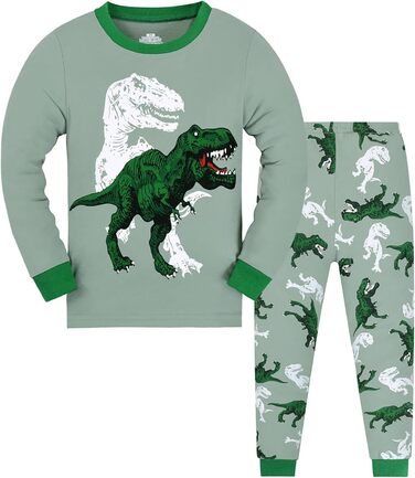 Піжами для хлопчиків з динозаврами, комплект піжами з довгими рукавами, дитячий бавовняний зимовий нічний одяг, розміри 98, 104, 110, 116, 122, 128, 134, викрійка 4, 8-9 років