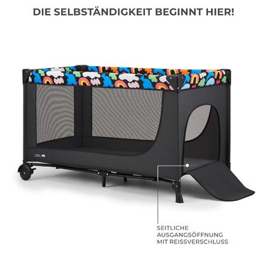 Дитяче ліжко Kinderkraft Joy 2, дорожнє ліжечко 2-в-1, дитячі ліжка, дитяче ліжко, дорожнє ліжечко, сучасний дизайн, малі розміри у складеному вигляді, колеса, Happy Shapes