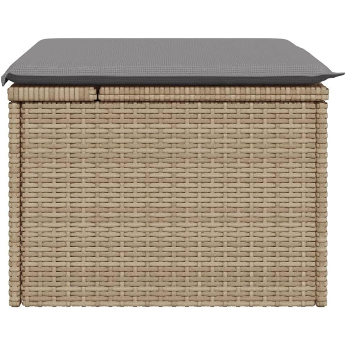 Табурет садовий з подушкою бежевий 55x55x37 см Poly Rattan,366092