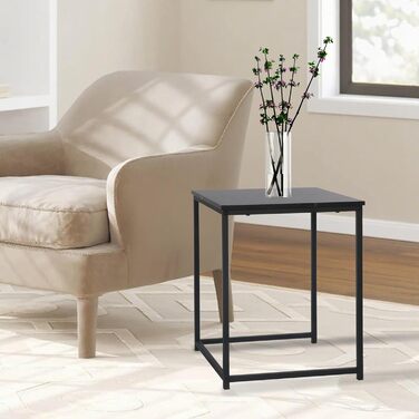 Журнальний столик BIGTREE, комплект із 2 шт., сучасний диван-столик, стіл для вітальні з дерева, столики, що складаються один на одного, квадратний/чорний