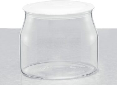 Змінна скляна банка Rommelsbacher JG 1 для йогуртниць та сирників JG 80 - 1,2 літра, з кришкою, прозора/біла, (1 упаковка)