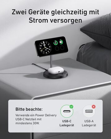 Вт, сумісний із зарядним пристроєм Magsafe, індуктивна зарядна станція 2-в-1, бездротовий зарядний пристрій Qi2 для iPhone 16/15/1