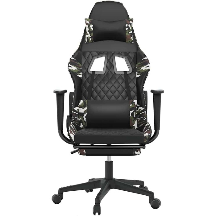 Геймерське крісло з функцією масажу, регульована підставка для ніг, чорне, камуфляжне, штучна шкіра, ергономічне комп&39ютерне крісло для геймерів, обертове, для офісу та спальні, чорний та камуфляжний