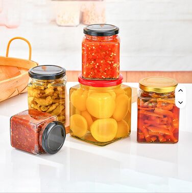 Банки для зберігання з кришками об&39ємом 280 мл, квадратні банки, банки для консервування, банки для варення, банки для меду, скляні контейнери, 24