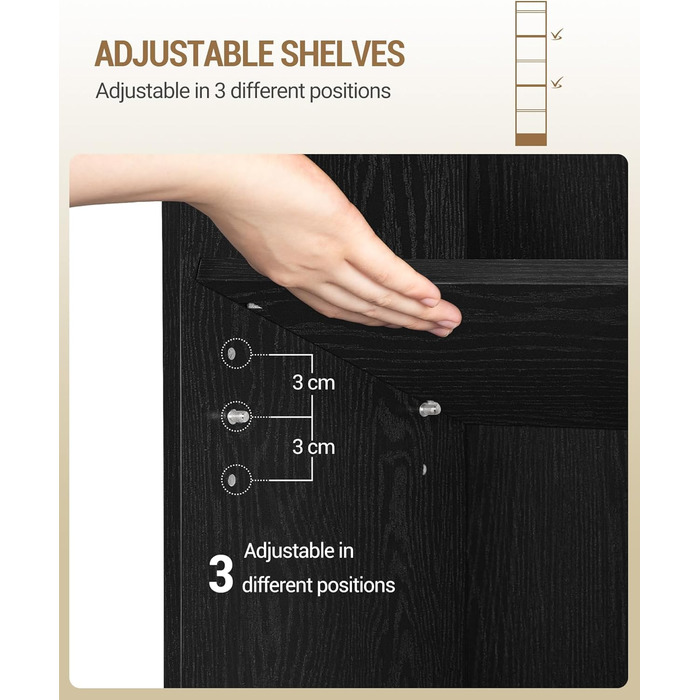 Книжкова полиця Hzuaneri, 6-ярусна стояча полиця, полиця для зберігання, полиця для колекційних предметів, регульовані панелі, для вітальні, офісу, 24 x 30 x 169,5 см, чорна BC06904 шт. 24 x 30 x 169,5 см чорна