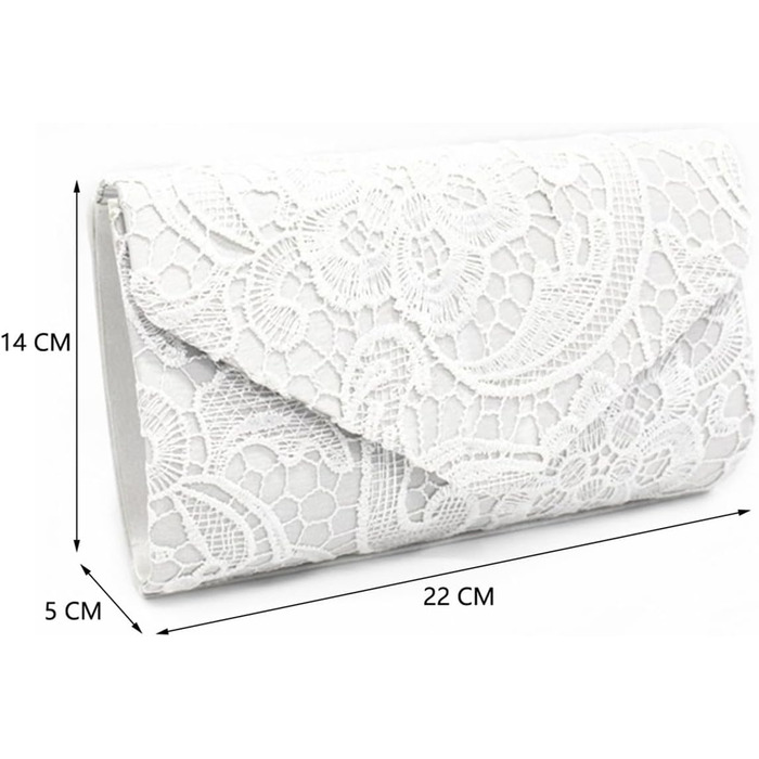 Клатч з мереживною накладкою, жіночий клатч, квітковий візерунок, мереживо, елегантна сумочка для вечірок та весіль 01 Білий