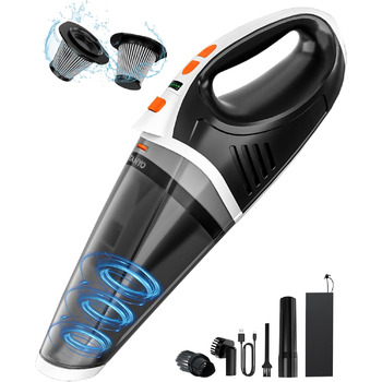 Ручний пилосос акумулятор 5 в 1, 15000Pa/10000Pa 2-швидкісний автомобільний пилосос потужний зі світлодіодним світлом, вологий / с