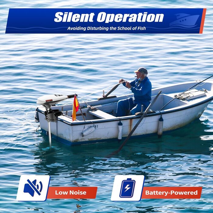 Електричний човновий мотор, електричний підвісний мотор для човнів, надувних човнів, каяків, каное, риболовлі та веслування, максимальне навантаження 600 кг, 12V 60LBS