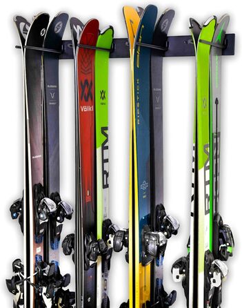 Настінне кріплення для лиж StoreYourBoard для 8 пар лижних стійок для дому та гаража, виготовлене зі сталі (чорне) 8 лиж