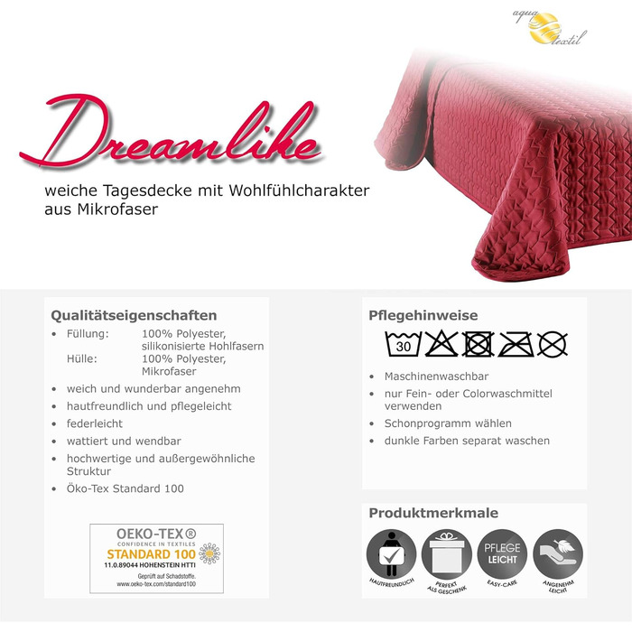 Покривало Aqua-Textil Dreamlike 240 x 260 см з мікрофібри сріблястого кольору з легким наповнювачем