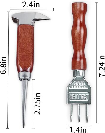 Набір ножів для колки льоду SuproBarware з дробаркою для льоду з нержавіючої сталі 5-18,2 см та 17,2 см з дерев'яною ручкою, японський стиль, ідеально підходить для барів та дому