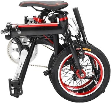 Дюймовий складний велосипед, товстостінна рама з вуглецевої сталі, підходить для їзди на свіжому повітрі, велосипед зі змінною швидкістю для дорослих A, 14 дюймів 14 дюймів A, 14-