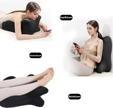 Подушка для пар, подушка Sweet Spot, кут нахилу 27 для ідеального положення, ергономічна підтримка постави для хребта та багатофункціональна подушка для ліжка, ідеально підходить для сидіння та лежання (чорна)