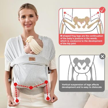 Переноска для новонароджених від народження Extra Soft, Front Carrier Ergonomic (Striped Grey)