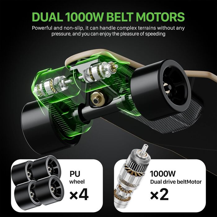 Електричний скейтборд з пультом дистанційного керування для дорослих та підлітків, двигун 2000 Вт/1100 Вт/900 Вт, регульована швидкість S4