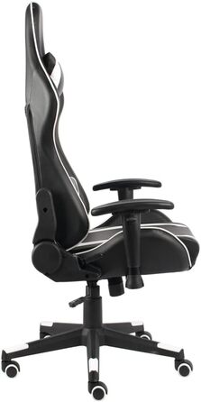 Ергономічне ігрове обертове крісло з високою спинкою та 2 подушками, регульоване по висоті офісне крісло з білого ПВХ, регульована спинка та коліщатка для комфорту, 68 x 69 x 123-133 см, білий колір