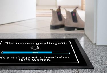 Килимок для дверей MoonWorks із кумедним написом Ви подзвонили. Ваш запит обробляється. Завантаження. Нековзний та придатний для прання. Чорний. 60x40 см. Дзвінок 2. Чорний.