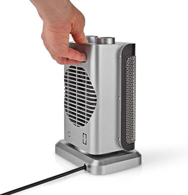 Керамічний PTC вентилятор-обігрівач - 1000/1500 Вт - 2 режими нагріву - Регульований термостат - Функція коливання - Захист від перегріву та перекидання - Сірий, 17GY -