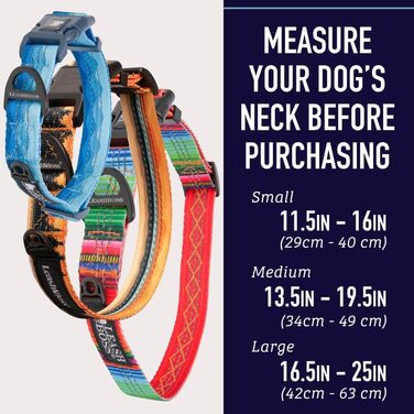Нашийник для собак Leashboss з яскравим візерунком та світловідбиваючими нитками, колекція Boho, середній розмір (34-50 см, ширина 2.5 см)