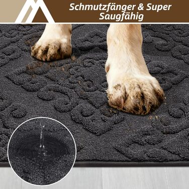 Килимок COSY HOMEER для вловлювання бруду 80 x 120 см, килимок для дверей, що миється, нековзний килимок для входу в приміщенні, килимок для входу, вхідні двері, темно-сірий, 80 x 120 см (прямокутний)