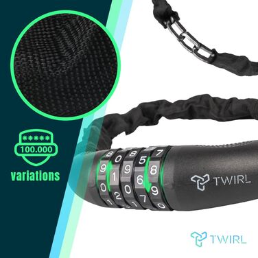 Замок ланцюговий кодовий, сталевий, чорний