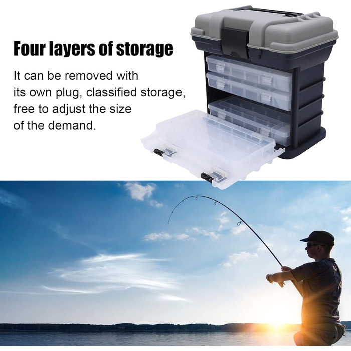 Шаровий контейнер для рибальських снастей, велика місткість 4-шарового контейнера з ручкою для глибоководної риболовлі та риболовлі з човна, 4-