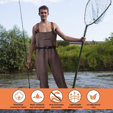 Водонепроникні вейдерси Simsky з черевиками, регульованими ремінцями, дихаючі, для риболовлі та будівництва, розмір 44