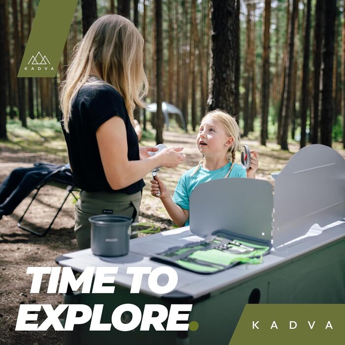 Складана кухонна шафа для кемпінгу CAMPCook 221 48,5x1283,5 см Кемпінгова шафа виготовлена з міцних матеріалів Легка та стійка конструкція Легке складання та транспортування Зелений колір