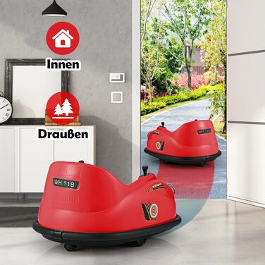 Дитячий бамперний автомобіль COSTWAY 12V, електричний бамперний автомобіль з пультом дистанційного керування та світлодіодними ліх