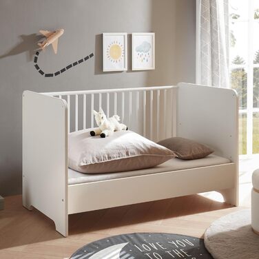 Дитяче ліжечко Stella Trading Spice Safe 70x140 см, білий глянцевий - функціональне дитяче ліжечко для дитячої кімнати - 78 x 87 x 143 см (Ш/В/Г) 143Д x 78Ш x 87В см