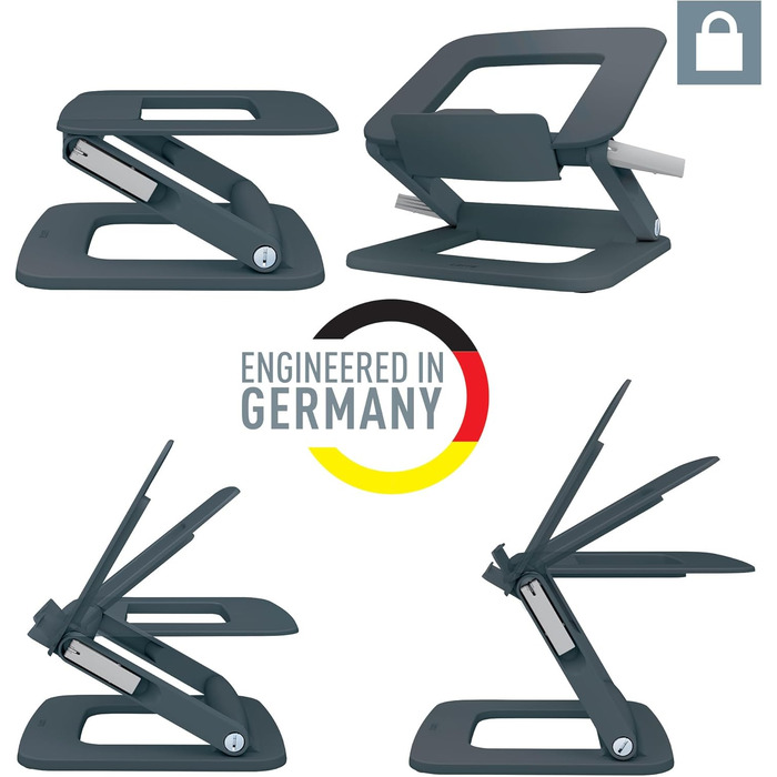 Регульована підставка для ноутбука, 13-15, з 6 комбінаціями кута та висоти, виготовлена з 80 переробленого пластику, компактна, 100 придатна до переробки, темно-сіра, 64240089