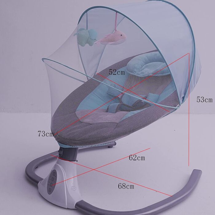 Дитяче крісло-гойдалка Baby Bouncer для 0-12місяців 3-12 кг, вбудований MP3-плеєр на 12 музичних інструментів, електричні дитячі гойдалки з музикою, складні, знімні та миються (синій)