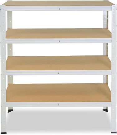 Надміцний стелаж для дому, білий/металевий стелаж з 4 полицями/стелаж для підвалу, стелаж для гаража, стелаж для майстерні або стелаж для зберігання/металевий стелаж без болтів, вантажопідйомність 175 кг, В 100см / Ш 50см / Г 60см, 100x50x60