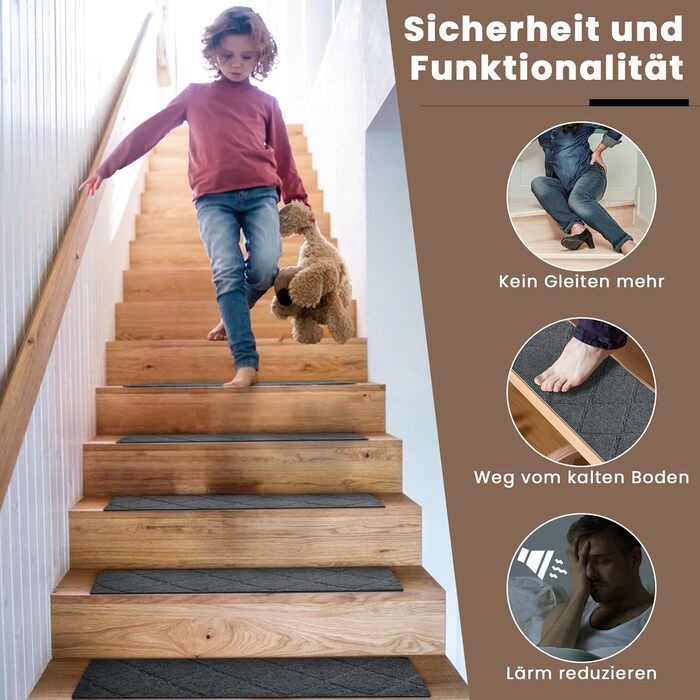 Килимки для сходів 15 шт 55 x 19 см темно-сірий Homwiz