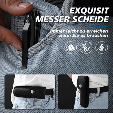 Складаний ніж одноручний ніж, кишеньковий ніж з нейлоновими піхвами і кишеньковою кліпсою, EDC ніж з ручкою з нержавіючої сталі, д