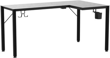 Ергономічний скляний ігровий стіл EUREKA зі світлодіодним підсвічуванням, кутовий ігровий стіл з RGB-підсвіткою 152x102 см, L-подібний великий комп&39ютерний стіл із синхронізацією музики, керуванням застосунками, гачком для навушників та підставкою для ч