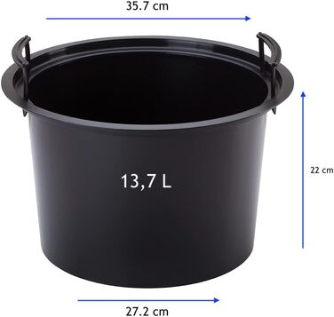 Квітковий горщик MELTOM зі знімною вставкою, круглий, горизонтальні смуги (антрацитовий, XXL-58 см) XXL-58 см антрацитовий