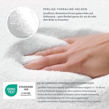 Подушка Theraline The Original для вагітних та годування грудьми 190 см подушка для сну на боці, подушка для годування грудьми з намистинами вкл. чохол для подушки для годування, капучино, звичайна бавовна, капучино