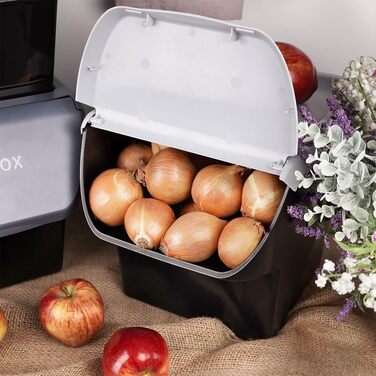 Контейнери для зберігання Vilde, контейнери для картоплі, контейнери для цибулі, контейнери для овочів, 13 л, комплект з 2 шт. , сірий, антрацит