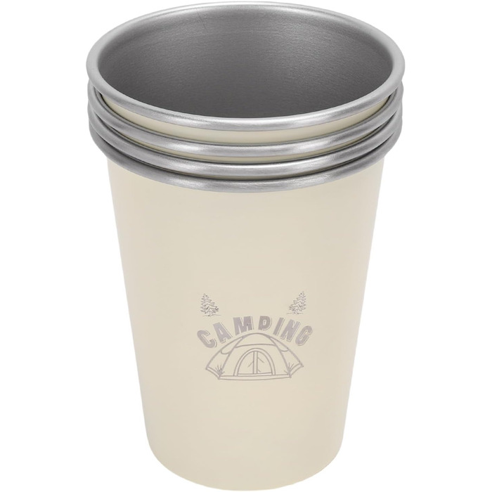 Дорожні кухлі з нержавіючої сталі (304), 350 мл, упаковка з 4 шт. , легкі кемпінгові кухлі для води, кавові кухлі для активного відпочинку, домашнє використання (бежевий)