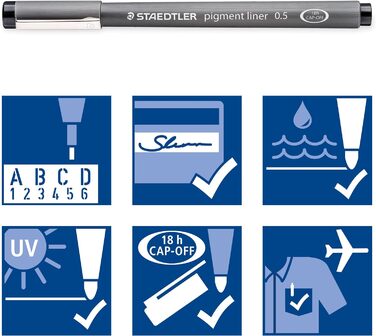 Чорні пігментні вкладиші STAEDTLER різної ширини лінії, документостійкі пігментні чорнила, довгий металевий наконечник, тривалий термін служби, 12 вкладишів у 12 ширині ліній, 308-9 TB12