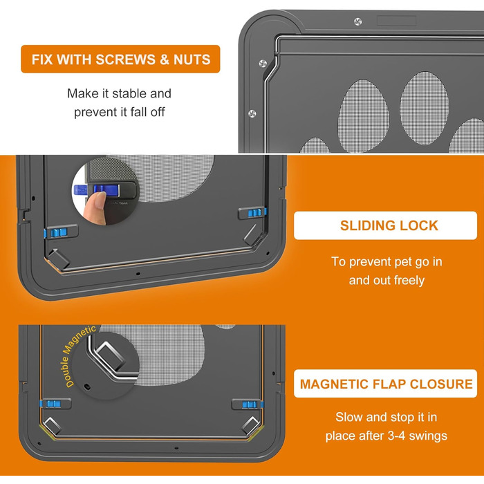 Заслінка для домашніх тварин NAMSAN з магнітом Заслінка для собак Котяча заслінка для Fly Screen Двері для домашніх тварин, що замикаються, для котів/собак (великі 31 см x 36 см/12 x 14 дюймів)