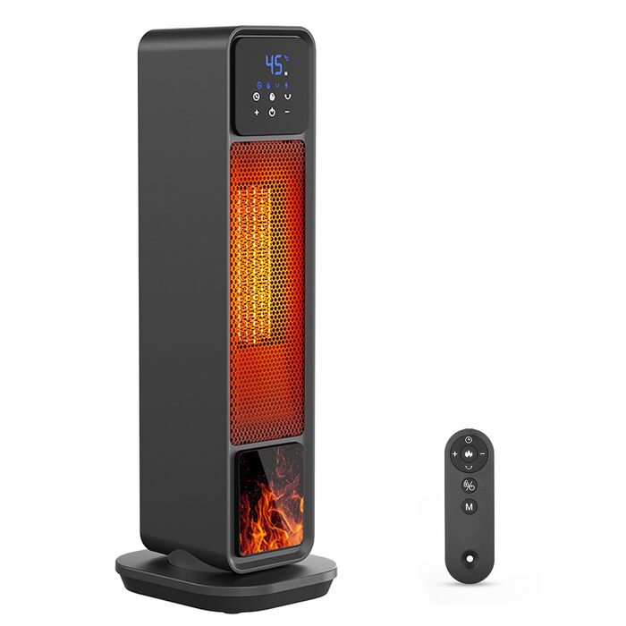 Енергозберігаючий вентилятор-обігрівач, керамічний PTC вентилятор-обігрівач потужністю 2200 Вт, тихий з дистанційним керуванням, електричний обігрівач з 4 режимами, 12-годинний таймер, термостат, режим ECO, коливання 70, захист від перегріву та перекиданн