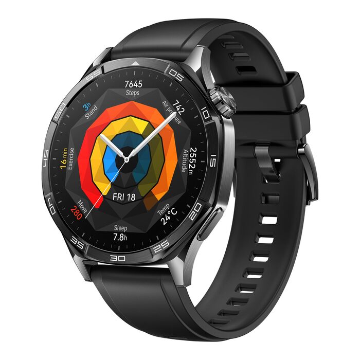 Розумний годинник HUAWEI Watch GT 5 46 мм, розширені функції для бігу та їзди на велосипеді, моніторинг здоров&39я, до 14 днів роботи від батареї, сумісний з iOS та Android, 6 місяців розширеної гарантії, чорний