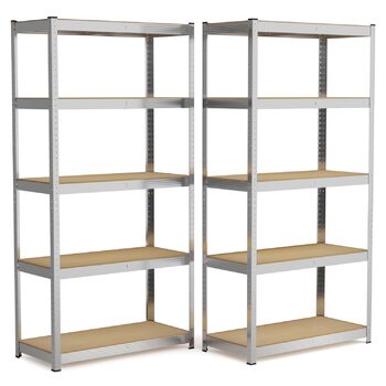 Металевий стелаж 180x90x40 см комплект із 2 надміцних стелажів з 5 полицями оцинковані стелажі для зберігання у підвалі стелажі для майстерні, підвалу та гаража до 875 кг