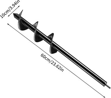Акумуляторний бур для саду з рукавичками, спіральний бур для рослин та ґрунту для дриля/шуруповерта (10x60 см)