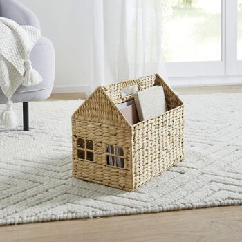 Стійка для газет, натуральний водяний гіацинт на міцній металевій рамі, 362230 см, стабільна форма, довговічна, кошик для журналів, книг та зберігання для житлових приміщень