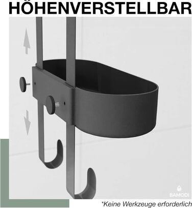 Полиця для душу - 2-ярусна, з регульованими кошиками - мінімалістичний підвісний органайзер - без свердління та присосок - з гумовими накладками - 12.5x70x24 см - чорний