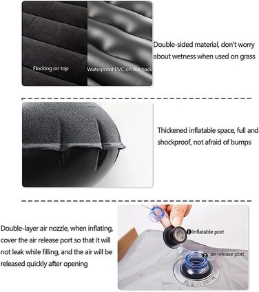 Автомобільний матрац для Ford Kuga (2015-2020), надувний матрац для позашляховика, надувний матрац для кемпінгу, аксесуар для активного відпочинку на природі в подорожах, B/Чорний звичайний B/Чорний