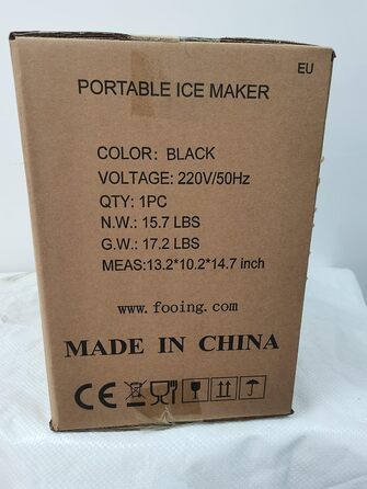 Машина для виробництва кубиків льоду FOOING Льодогенератор Кубик льоду готовий за 6 хвилин 2-літровий льодогенератор з лопатою для льоду та кошиком Світлодіодний дисплей Машини для кубиків льоду для домашнього бару Black